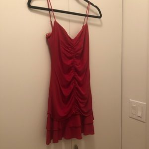 bcbg red ruffle mini dress xs 0